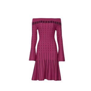 Prabal Gurung Sz 0 Collective Burgundy knit Black detail Pendulum hourglass